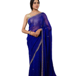 Royal Blue Lehariya Saree with Pearl Kundan Work | 20 Gram Georgette | Jaipurio Traditional Wear
